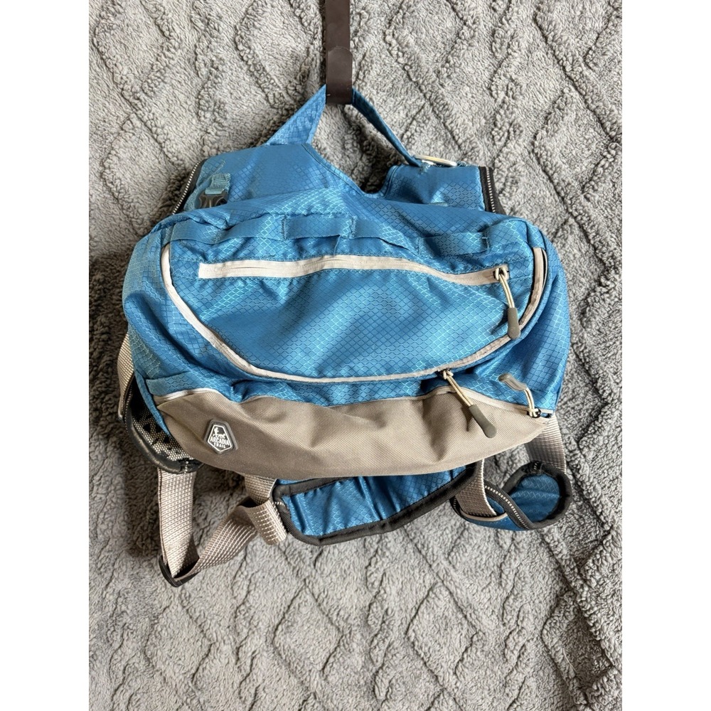 Arcadia Trail Ultimate Backpack Dog Harness Size Medium Teal Blue W/ Side Bags